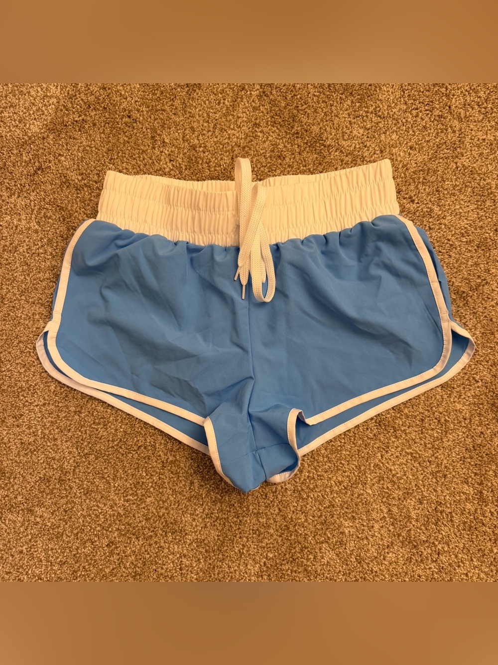 Light Blue Athletic Shorts with White Waistband